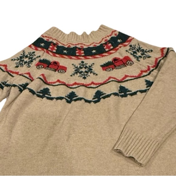 Maurices Tan Sweater with Festive Red and Green Accents - Picture 2 of 8